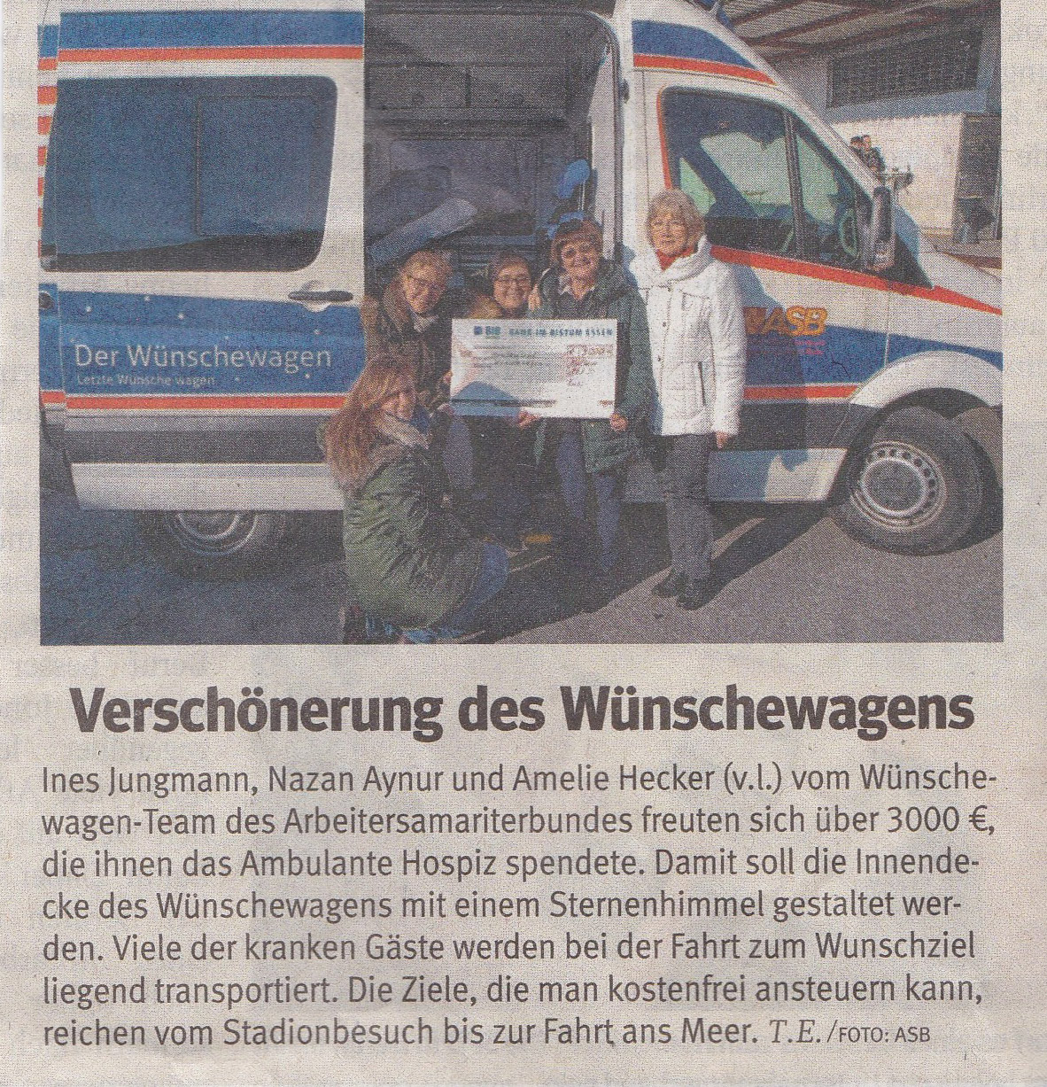 Scheckübergabe Wünschewagen